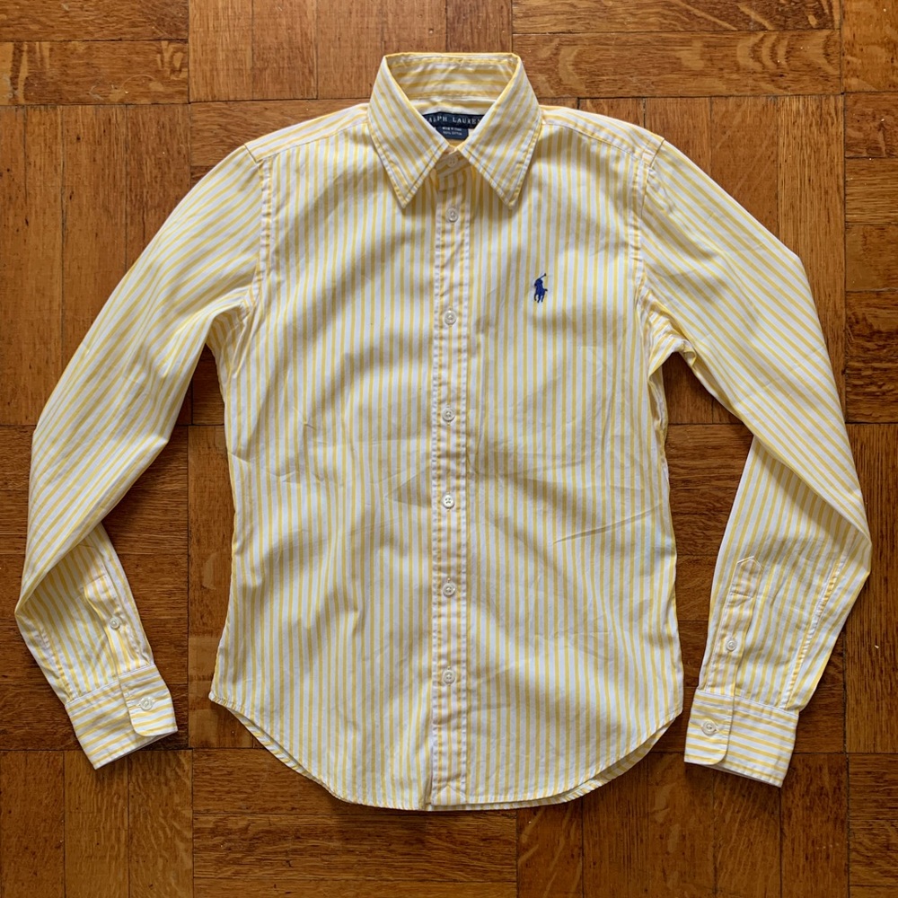 Ralph Lauren Yellow/White Stripe Button Down Shirt